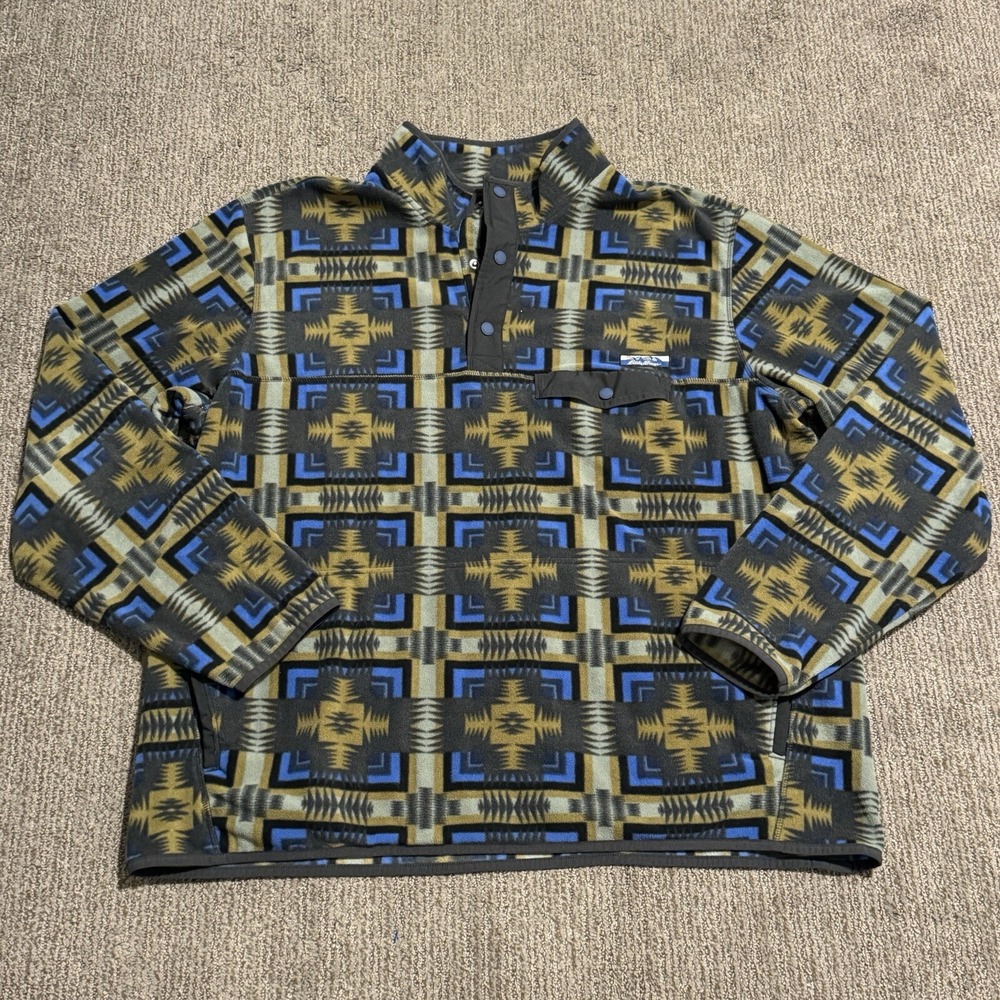 Eddie Bauer Mens 2XL 1/4 Snap Fleece Pullover Chutes Aztec Southwestern